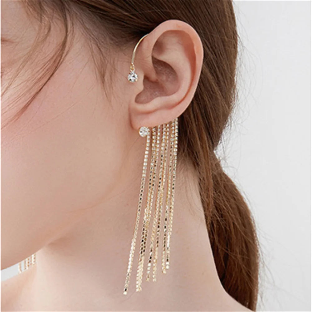 Zircon Butterfly Flower Leaf Tassel Ear Cuff Clip Non Piercing Wrap Earrings Women Girl Jewelry Ccessories Wholesale