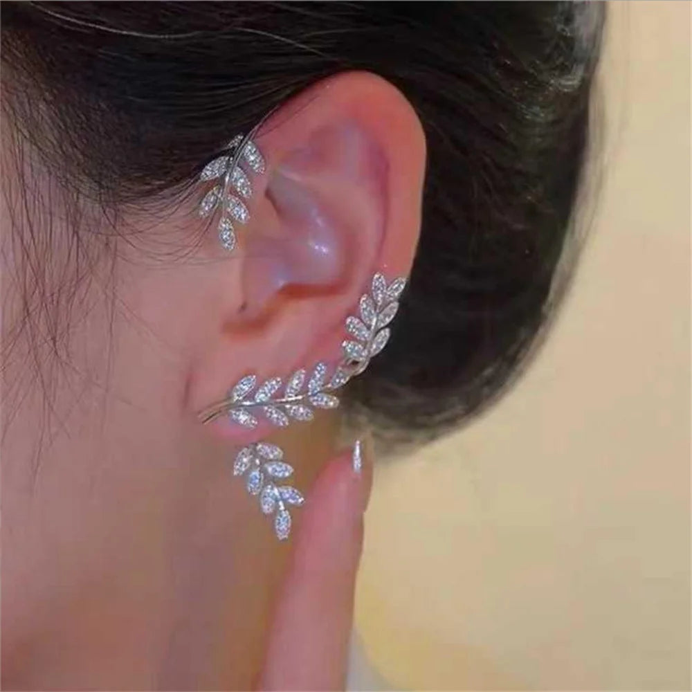 Zircon Butterfly Flower Leaf Tassel Ear Cuff Clip Non Piercing Wrap Earrings Women Girl Jewelry Ccessories Wholesale