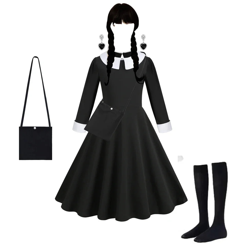 Girl Costume Dress for Girls Gothic Costume Kid Teen Party Black Evening Dress Kids Carnival Party Kid Vestidos