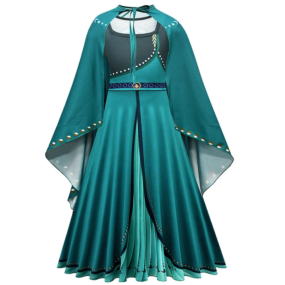 New 2025 Anna Girls Princess Fancy Dress Up Clothes Children Birthday Party Anna Princess Halloween Cosplay Costume