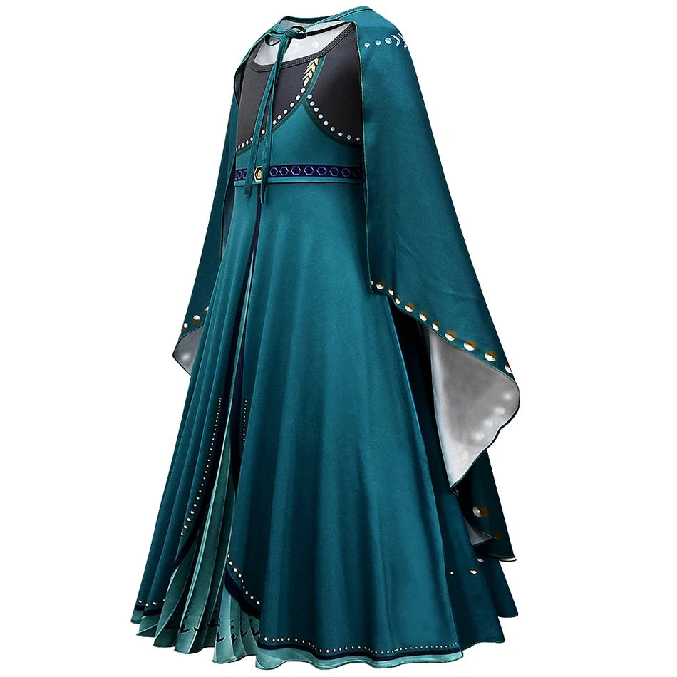 New 2025 Anna Girls Princess Fancy Dress Up Clothes Children Birthday Party Anna Princess Halloween Cosplay Costume