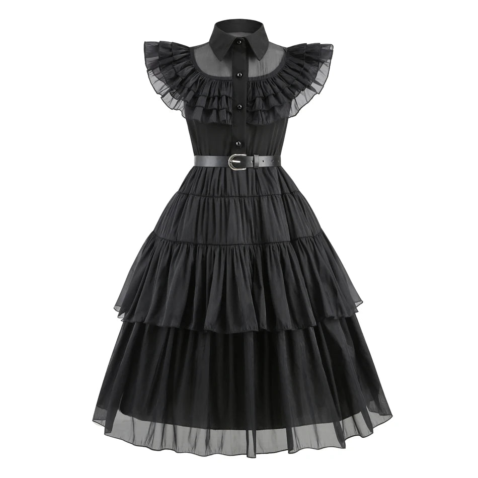 Girl Costume Dress for Girls Gothic Costume Kid Teen Party Black Evening Dress Kids Carnival Party Kid Vestidos