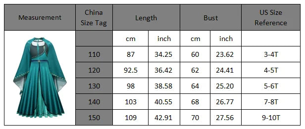 New 2025 Anna Girls Princess Fancy Dress Up Clothes Children Birthday Party Anna Princess Halloween Cosplay Costume