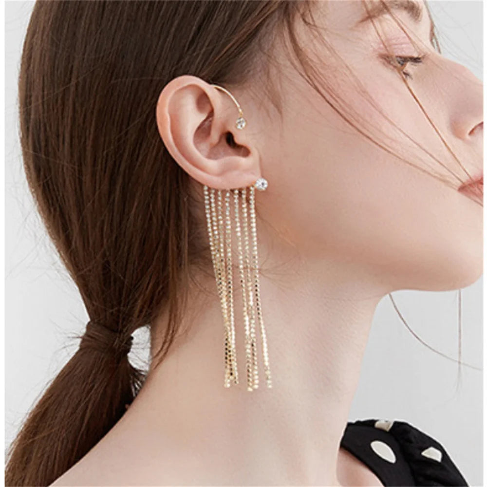 Zircon Butterfly Flower Leaf Tassel Ear Cuff Clip Non Piercing Wrap Earrings Women Girl Jewelry Ccessories Wholesale