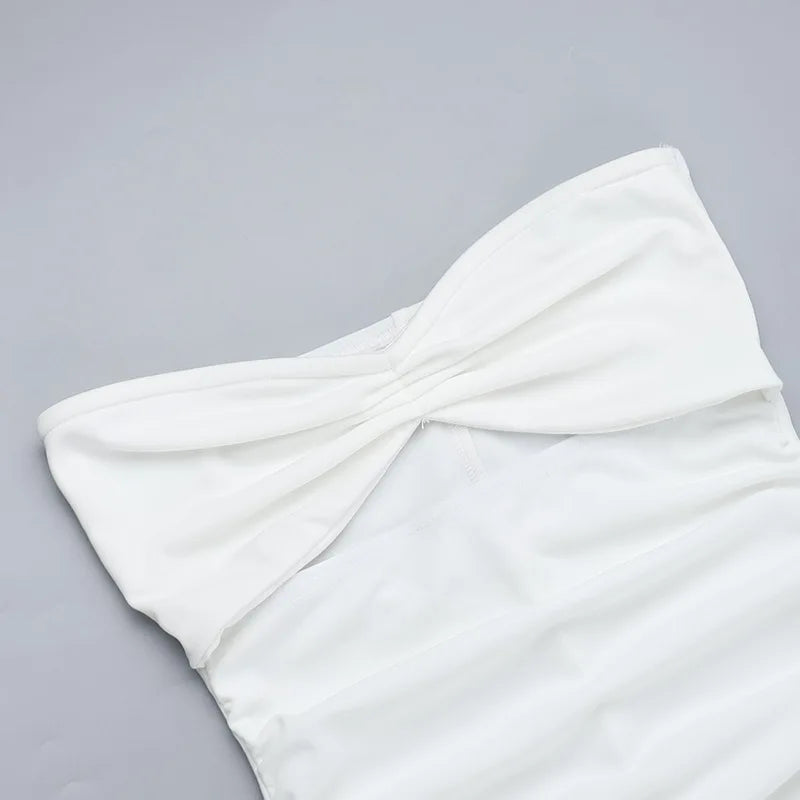 Women's Hot Girl Simple Solid Color Sleeveless Beach Skirt Holiday Strapless High Waist Women's Long Sleeveless Hollow Dress