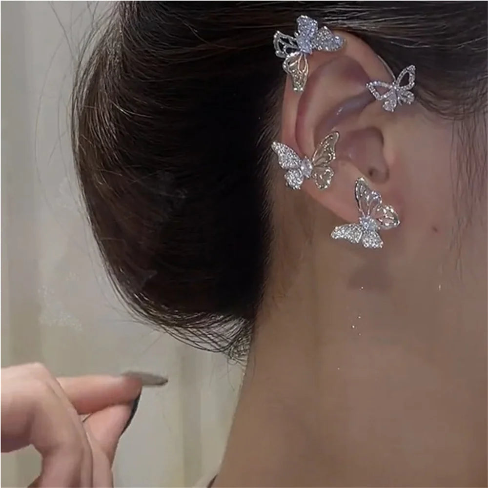 Zircon Butterfly Flower Leaf Tassel Ear Cuff Clip Non Piercing Wrap Earrings Women Girl Jewelry Ccessories Wholesale
