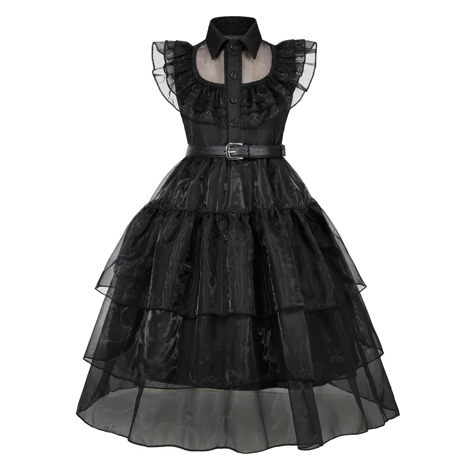 Girl Costume Dress for Girls Gothic Costume Kid Teen Party Black Evening Dress Kids Carnival Party Kid Vestidos