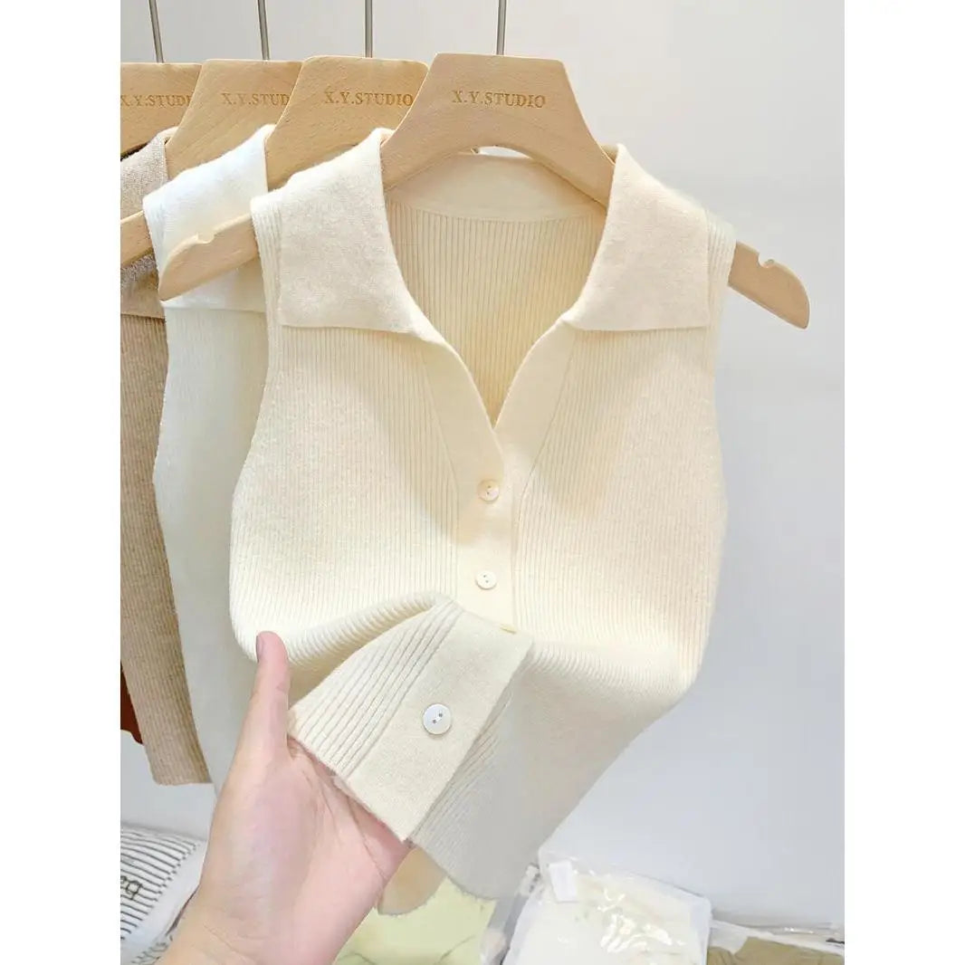 Spice Girls Wear Camisole Women Autumn and Winter Underwear Polo Tank Top Sleeveless Cropped Knit Sweaters Vests