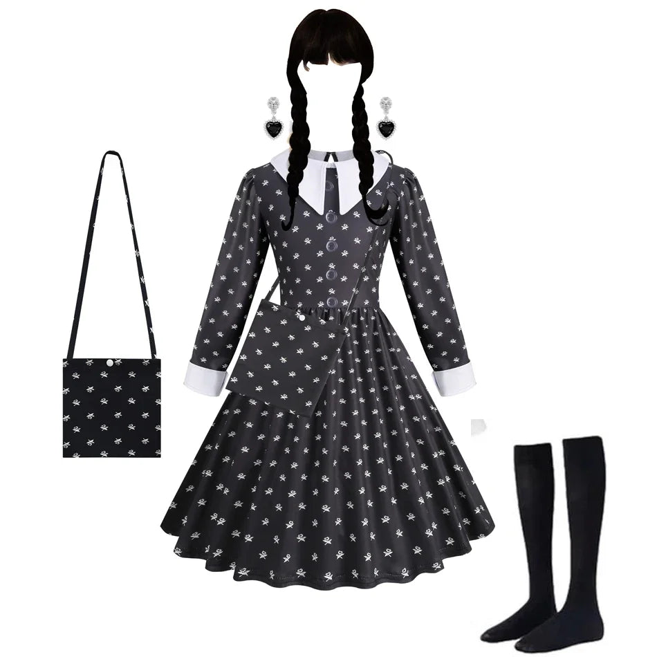Girl Costume Dress for Girls Gothic Costume Kid Teen Party Black Evening Dress Kids Carnival Party Kid Vestidos