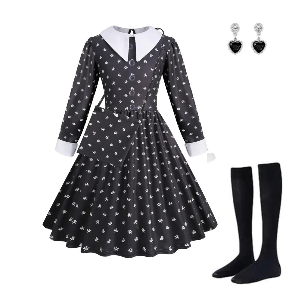 Girl Costume Dress for Girls Gothic Costume Kid Teen Party Black Evening Dress Kids Carnival Party Kid Vestidos